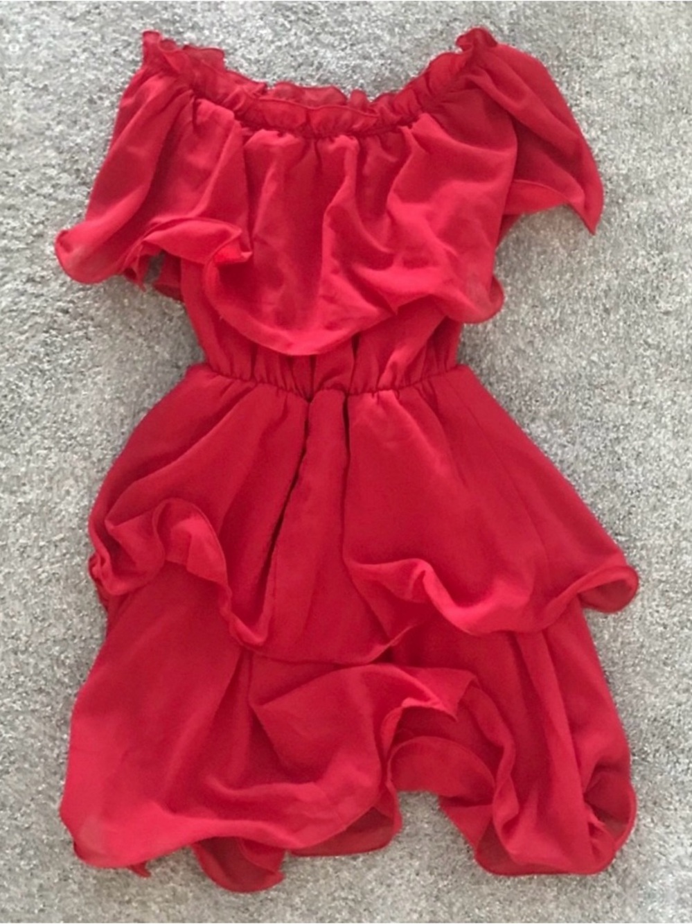 PrettyLittleThing PLT Red Chiffon Ruffle Dress - Size 4 - Picture 3 of 4